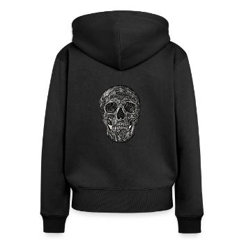 Crâne sombre - Sweat à capuche zippé Premium bio Femme - noir - Dos - Julia (174cm)
