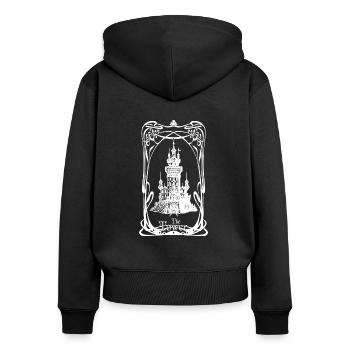 Carte tarot La Tour - Sweat à capuche zippé Premium bio Femme - noir - Dos - Julia (174cm)