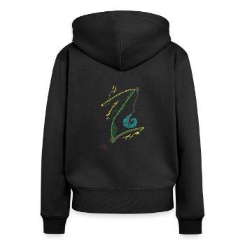 Algus par Ezra Spirit - Sweat à capuche zippé Premium bio Femme - noir - Dos - Julia (174cm)