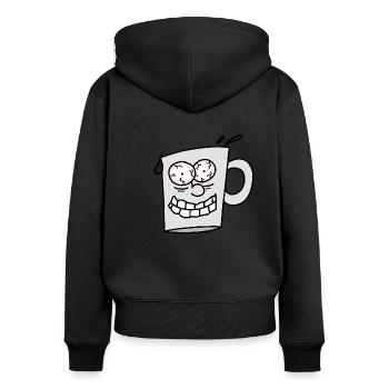 Kaffee Junkie - Frauen Premium Bio Zip Hoodie - Schwarz - Hinten - Julia (174cm)