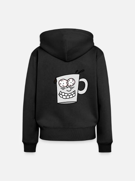 Kaffee Junkie - Frauen Premium Bio Zip Hoodie - Schwarz