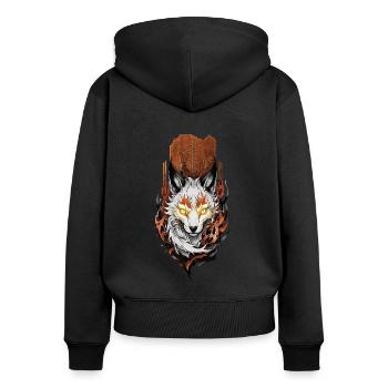 Gardien céleste : Renard mystique de Kitsune - Sweat à capuche zippé Premium bio Femme - noir - Dos - Julia (174cm)