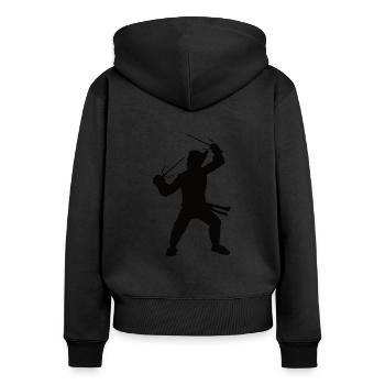Monk Master of Martial Arts Silhouettes Design - Women's Premium Organic Zip Hoodie - black - Back - Julia (174cm)