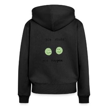 Erbsen Spruch - Frauen Premium Bio Zip Hoodie - Schwarz - Hinten - Julia (174cm)