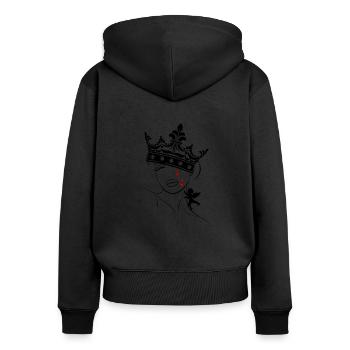 larmes à cupidon - Sweat à capuche zippé Premium bio Femme - noir - Dos - Julia (174cm)
