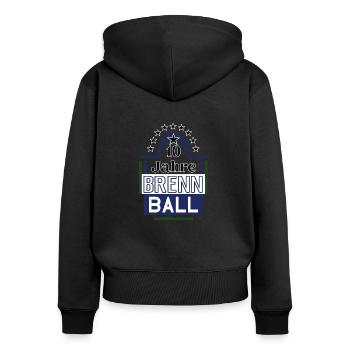 10 Jahre Brennball Jubiläum Brennballspieler Jubi - Frauen Premium Bio Zip Hoodie - Schwarz - Hinten - Julia (174cm)