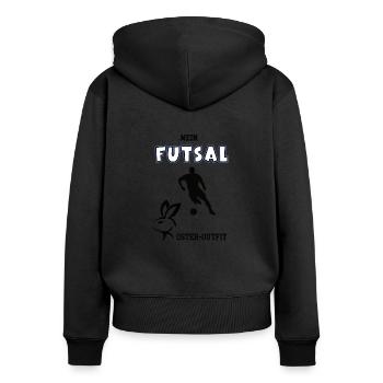 Futsal Frohe Ostern Futsaler Oster Outfit Spieler - Frauen Premium Bio Zip Hoodie - Schwarz - Hinten - Julia (174cm)