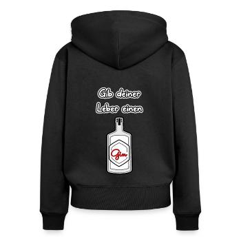 Gib deiner Leber einen Gin - Frauen Premium Bio Zip Hoodie - Schwarz - Hinten - Julia (174cm)