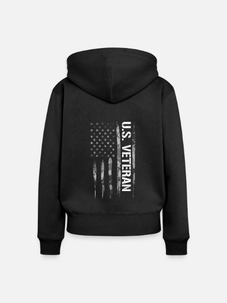 U.S. Veteran - American Flag - Frauen Premium Bio Zip Hoodie - Schwarz