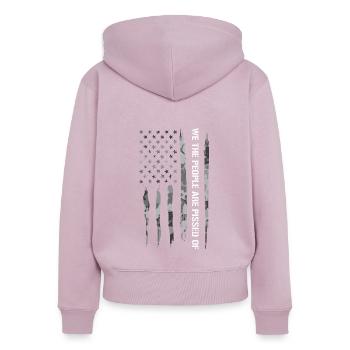 Nous, le peuple, sommes énervés - Sweat à capuche zippé Premium bio Femme - rose poudré - Dos - Julia (174cm)
