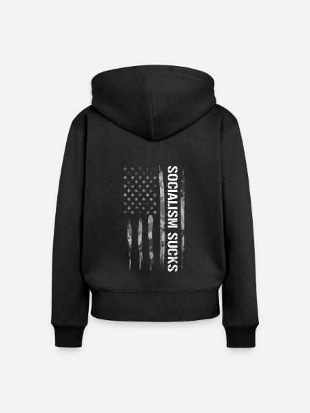 Socialism Sucks - American Flag - Frauen Premium Bio Zip Hoodie - Schwarz