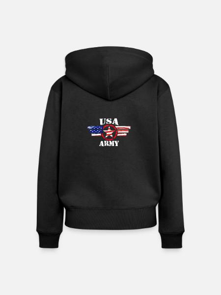 USA ARMY - Frauen Premium Bio Zip Hoodie - Schwarz
