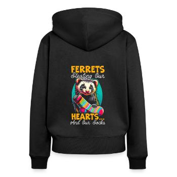 Drôle d’amant furet belette mammifère animal - Sweat à capuche zippé Premium bio Femme - noir - Dos - Julia (174cm)