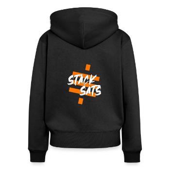 Bitcoin Satoshi BTC Stack Sats Hodl Crypto Logo - Frauen Premium Bio Zip Hoodie - Schwarz - Hinten - Julia (174cm)