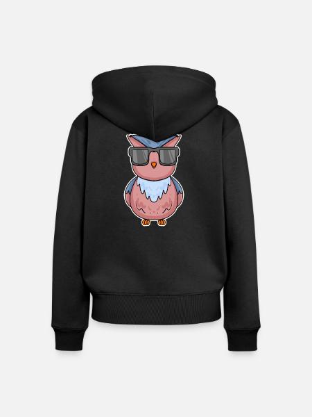 Eule mit Brille - Frauen Premium Bio Zip Hoodie - Schwarz