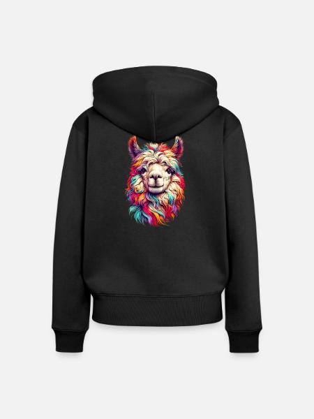 Alpaka - Frauen Premium Bio Zip Hoodie - Schwarz