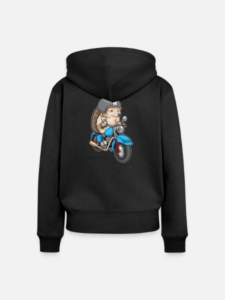 Igel Motorrad - Frauen Premium Bio Zip Hoodie - Schwarz