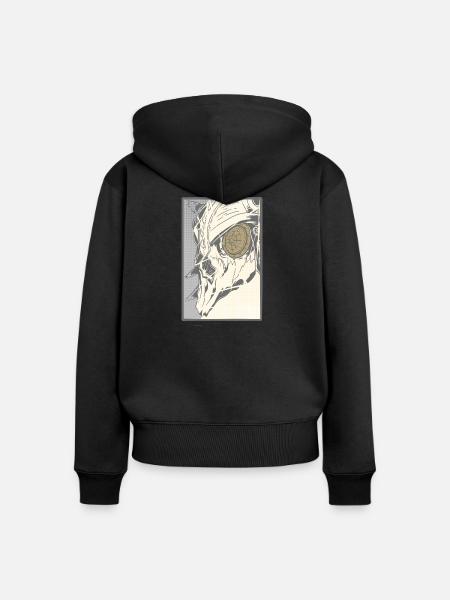 Steampunk Schädel mit Uhrwerkauge - Frauen Premium Bio Zip Hoodie - Schwarz