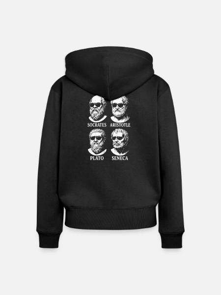 Griechisches Philosophenquartett mit Sonnenbrille - Frauen Premium Bio Zip Hoodie - Schwarz