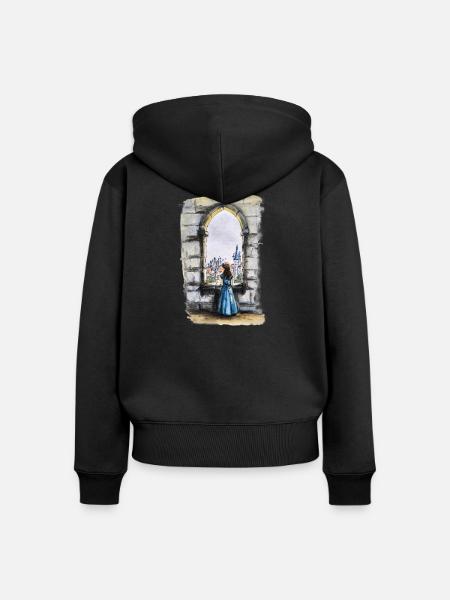 Märchenschloss-Fenstertraum - Frauen Premium Bio Zip Hoodie - Schwarz