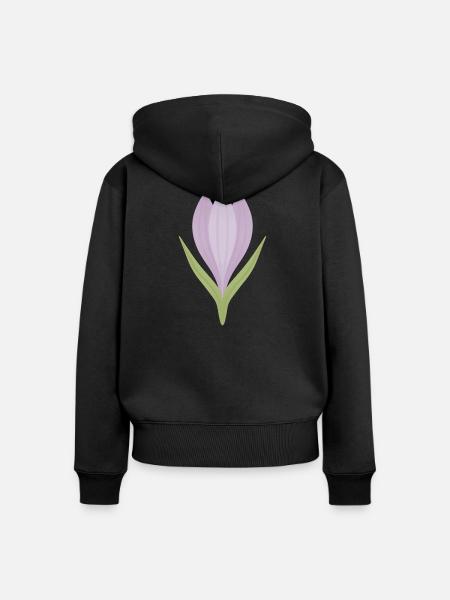 Lilac Crocus Bloom Illustration - Frauen Premium Bio Zip Hoodie - Schwarz