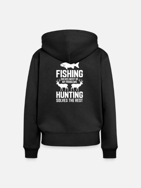 Angel- und Jagdhumor-Tee - Frauen Premium Bio Zip Hoodie - Schwarz