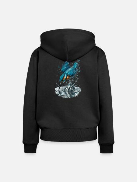 Eisvogel im Einsatz - Frauen Premium Bio Zip Hoodie - Schwarz