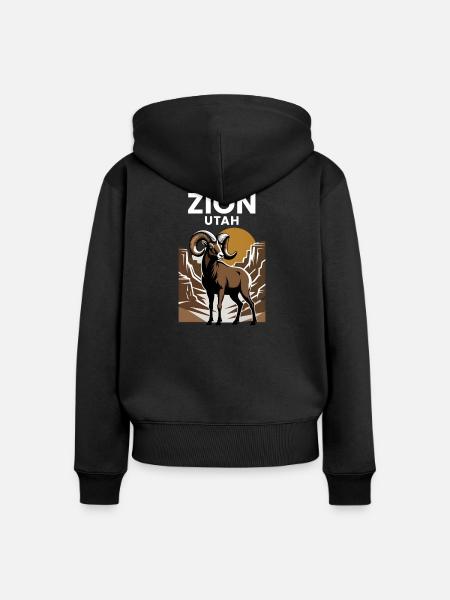 Zion Utah Sonnenuntergang - Frauen Premium Bio Zip Hoodie - Schwarz
