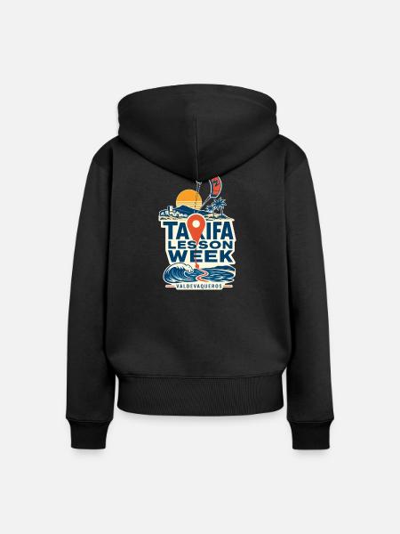 Tarifa Paragliding Week Retro - Frauen Premium Bio Zip Hoodie - Schwarz