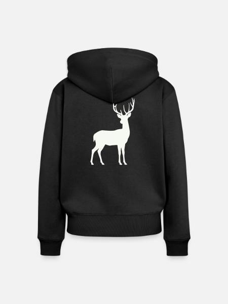 Hirschsilhouette im Mondlicht - Frauen Premium Bio Zip Hoodie - Schwarz