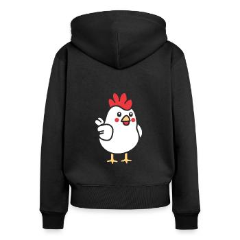 Poulet - Sweat à capuche zippé Premium bio Femme - noir - Dos - Julia (174cm)