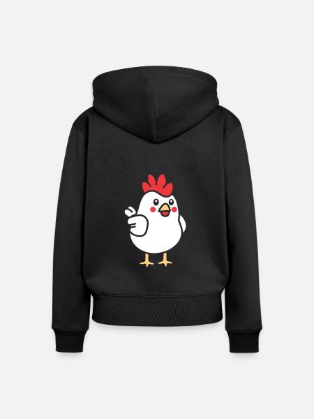 Huhn - Frauen Premium Bio Zip Hoodie - Schwarz