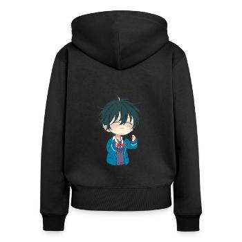 Anime - Sweat à capuche zippé Premium bio Femme - noir - Dos - Julia (174cm)