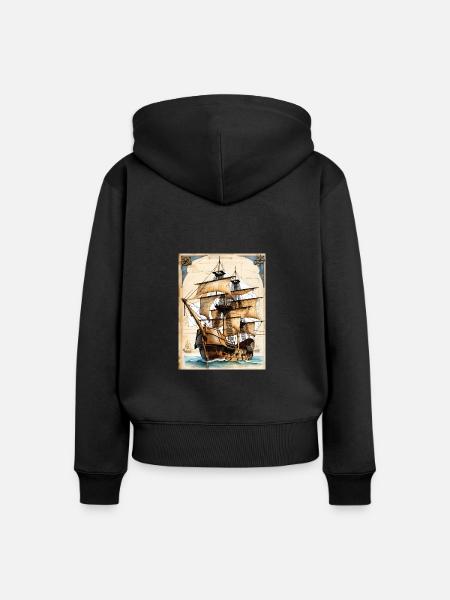 Pirate Ship #2 - Women's Premium Organic Zip Hoodie - black