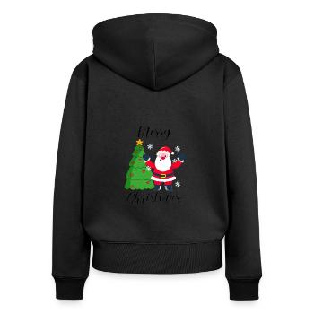 Merry Christmas Design im Comic Stil - Frauen Premium Bio Zip Hoodie - Schwarz - Hinten - Julia (174cm)