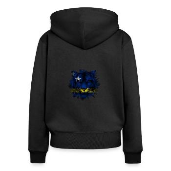 Curaçao - Frauen Premium Bio Zip Hoodie - Schwarz - Hinten - Julia (174cm)