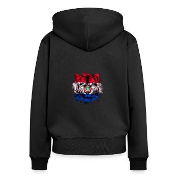 Paraguay - Sweat à capuche zippé Premium bio Femme - noir - Dos - Julia (174cm)
