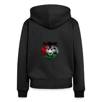 Palästina - Frauen Premium Bio Zip Hoodie - Schwarz - Hinten - Julia (174cm)