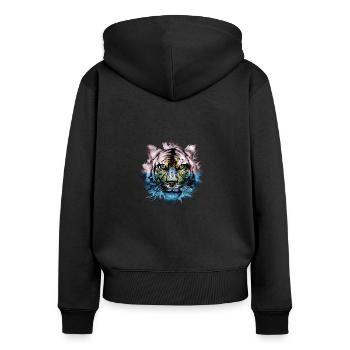 San Marino - Women's Premium Organic Zip Hoodie - black - Back - Julia (174cm)
