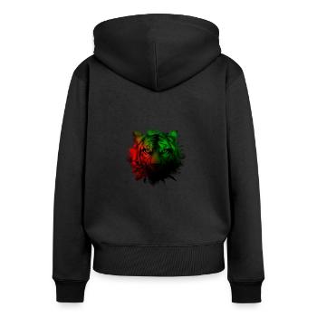 Martinique - Frauen Premium Bio Zip Hoodie - Schwarz - Hinten - Julia (174cm)