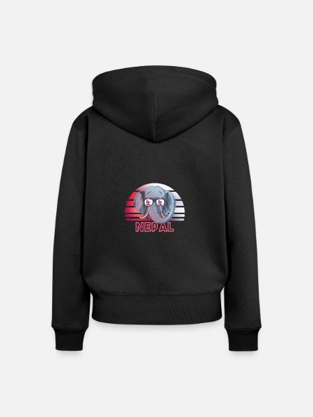Nepal - Frauen Premium Bio Zip Hoodie - Schwarz