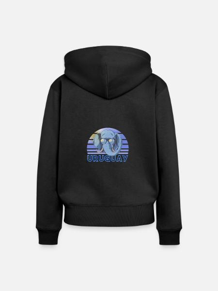 Uruguay - Frauen Premium Bio Zip Hoodie - Schwarz