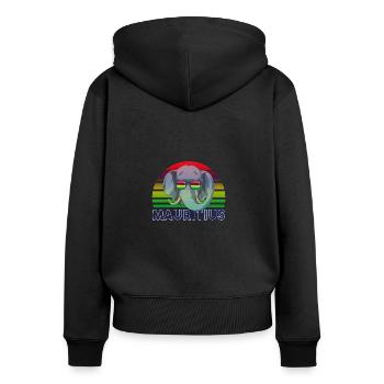 Mauritius - Frauen Premium Bio Zip Hoodie - Schwarz - Hinten - Julia (174cm)