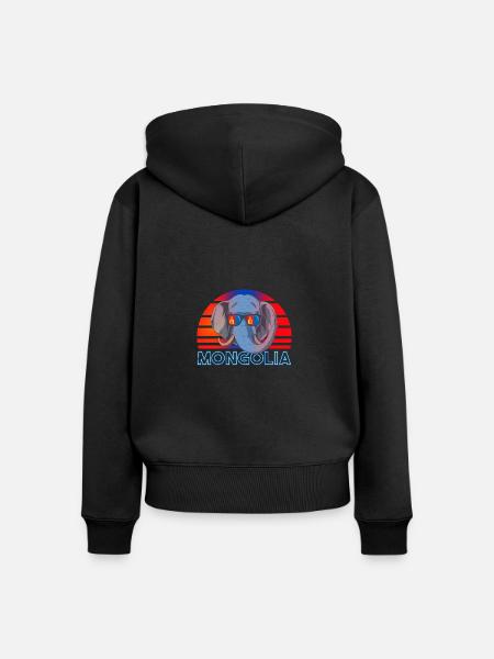 Mongolei - Frauen Premium Bio Zip Hoodie - Schwarz