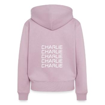 Geschenk für Charlie - Frauen Premium Bio Zip Hoodie - Altrosa - Hinten - Julia (174cm)
