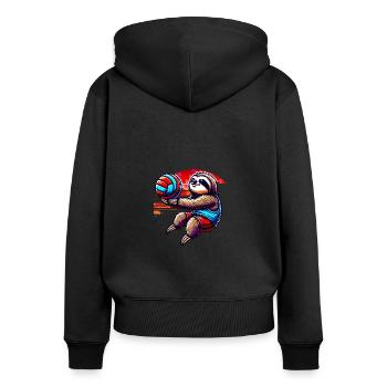 Joueur de volley-ball paresseux cool - Sweat à capuche zippé Premium bio Femme - noir - Dos - Julia (174cm)