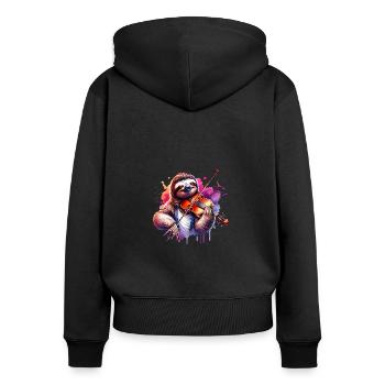 Conception décontractée de paresseux de violoneux - Sweat à capuche zippé Premium bio Femme - noir - Dos - Julia (174cm)