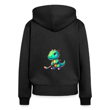 Dinosaure Dino Joueur de hockey sur gazon Team Cool - Sweat à capuche zippé Premium bio Femme - noir - Dos - Julia (174cm)