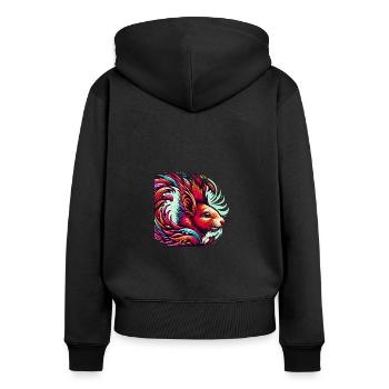 Art numérique écureuil noix amoureux des animaux - Sweat à capuche zippé Premium bio Femme - noir - Dos - Julia (174cm)