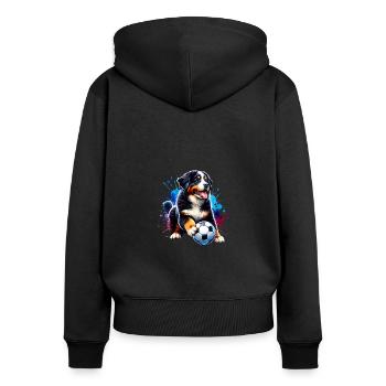 Bernhardiner Berg Hund Fußball Meister Fan - Frauen Premium Bio Zip Hoodie - Schwarz - Hinten - Julia (174cm)